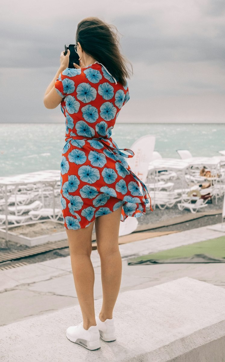 Red Floral Wrap Dress